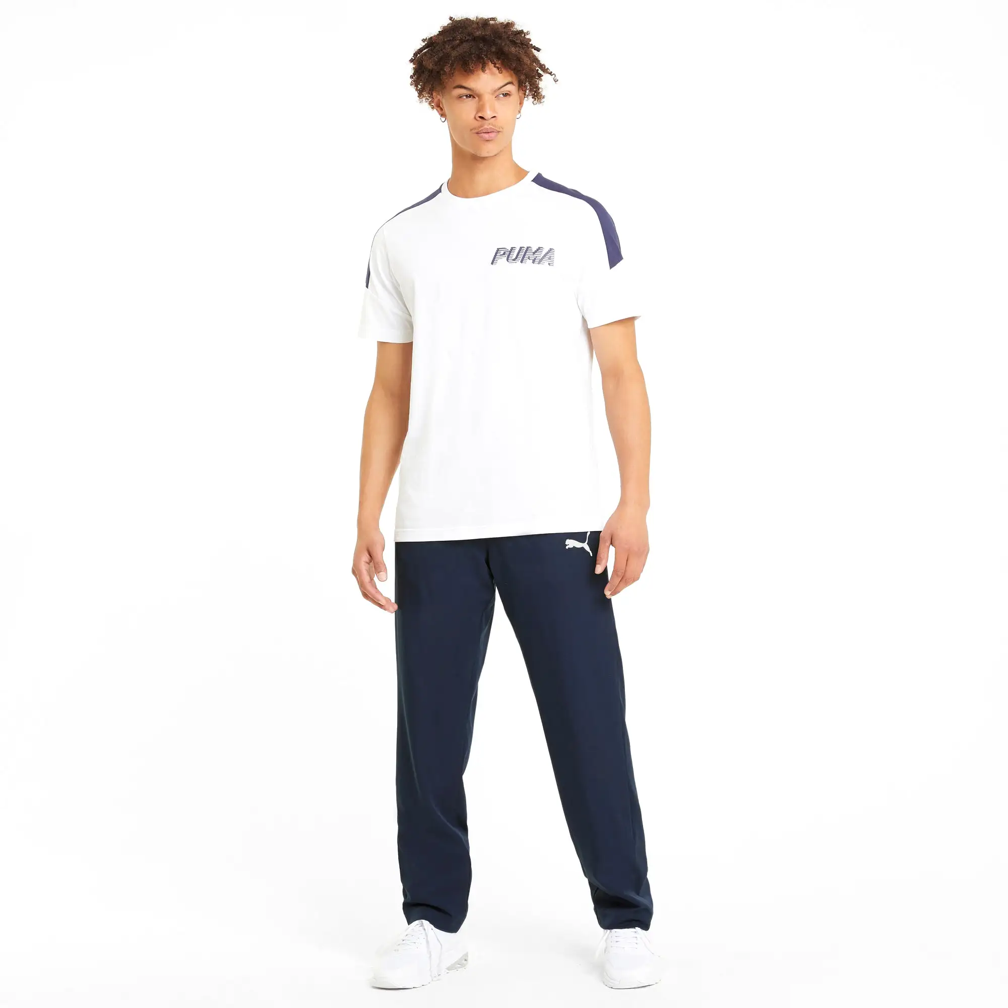 PUMA MEN'S ACTIVE WOVEN NAVY TRACKPANTS