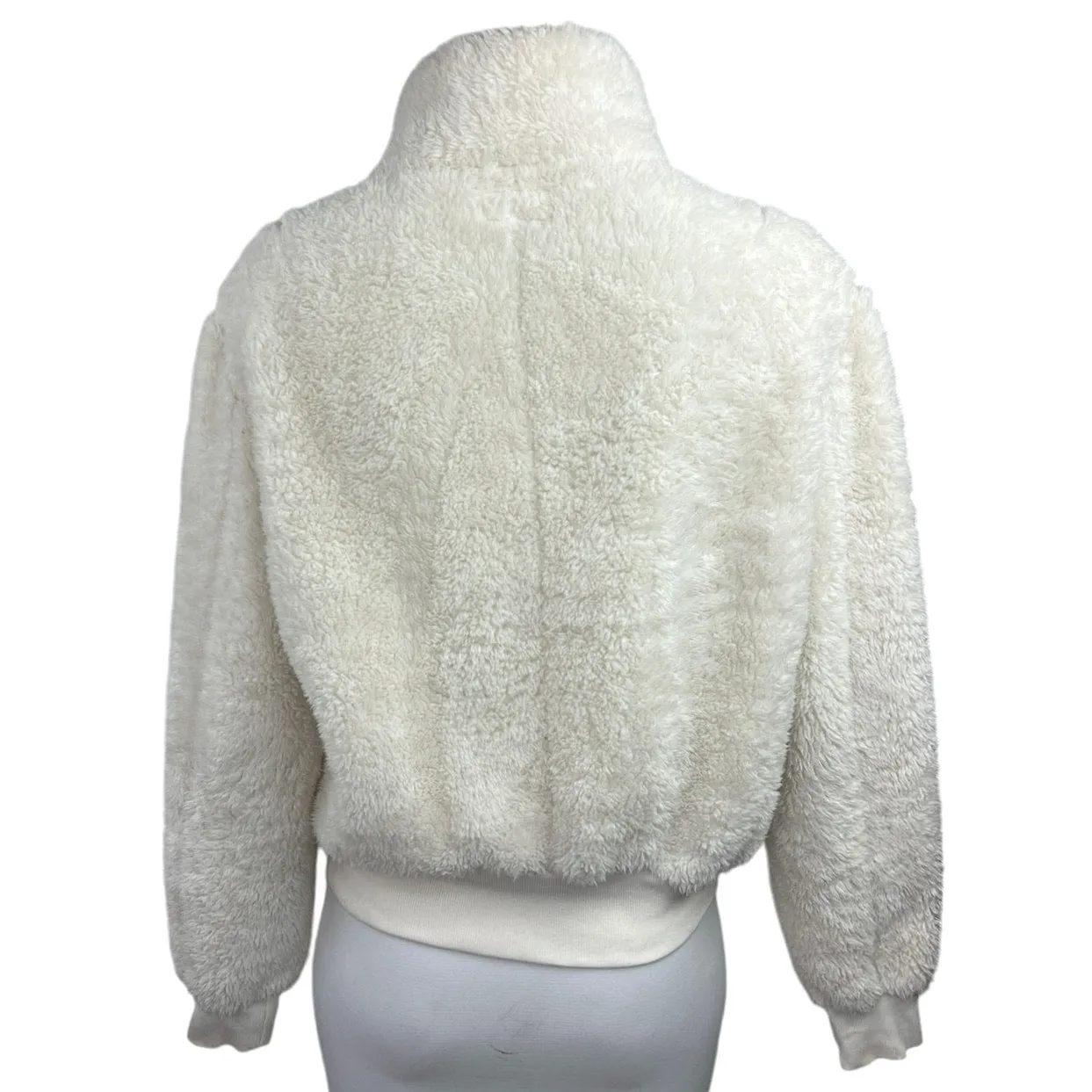 Rag & Bone White Faux Fur Fleece Zip Up High Neck Bomber Jacket Coat Size XXS