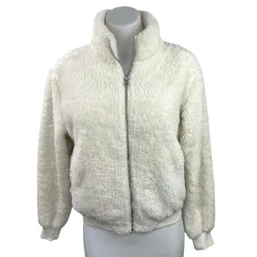 Rag & Bone White Faux Fur Fleece Zip Up High Neck Bomber Jacket Coat Size XXS