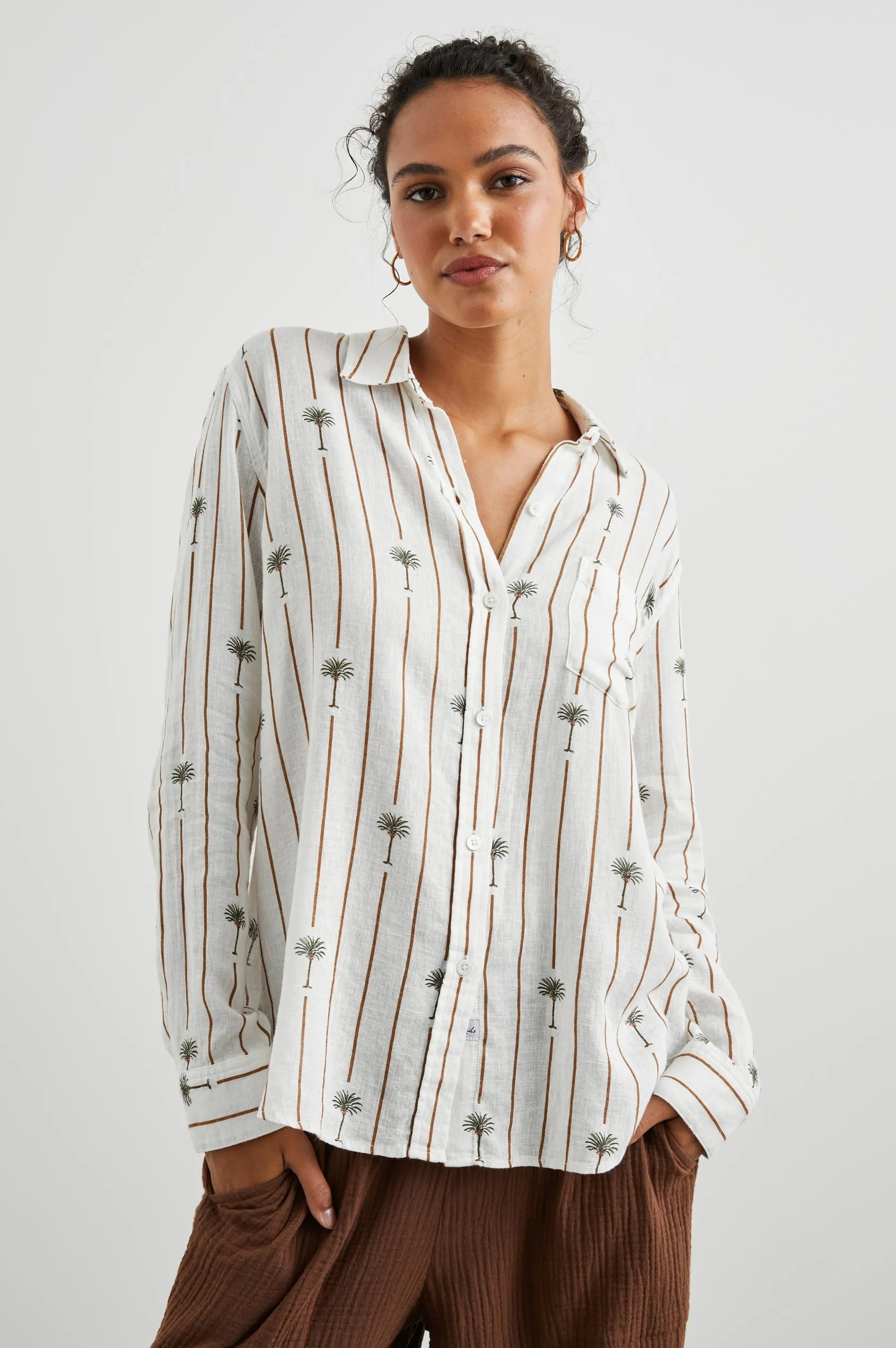 Rails Charli Shirt in Stripe Palms