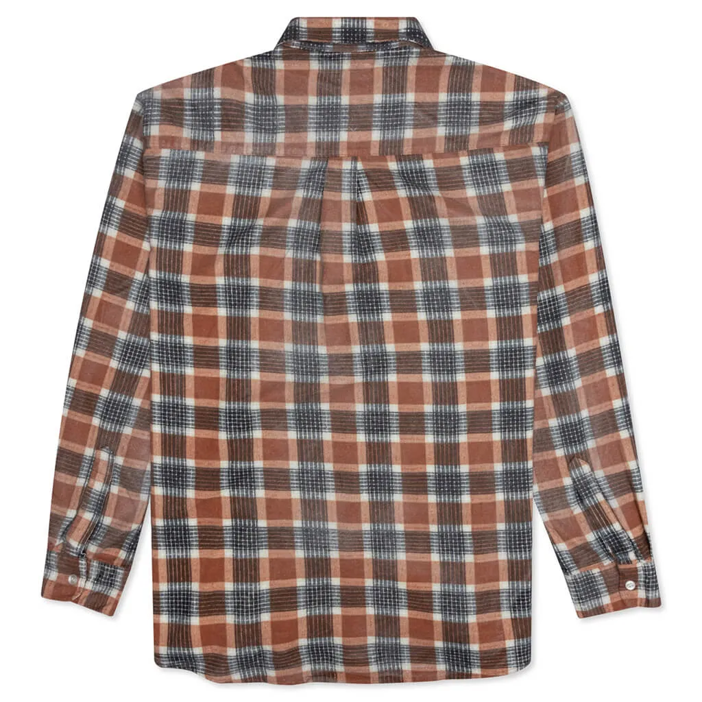 Rebuild by Flannel Shirt Ribbon Shirt / Reflection - Orange/Brown