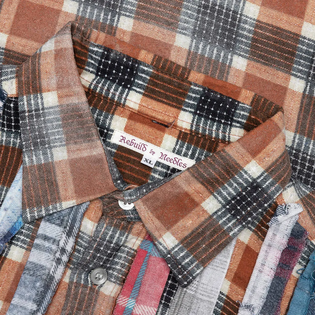 Rebuild by Flannel Shirt Ribbon Shirt / Reflection - Orange/Brown