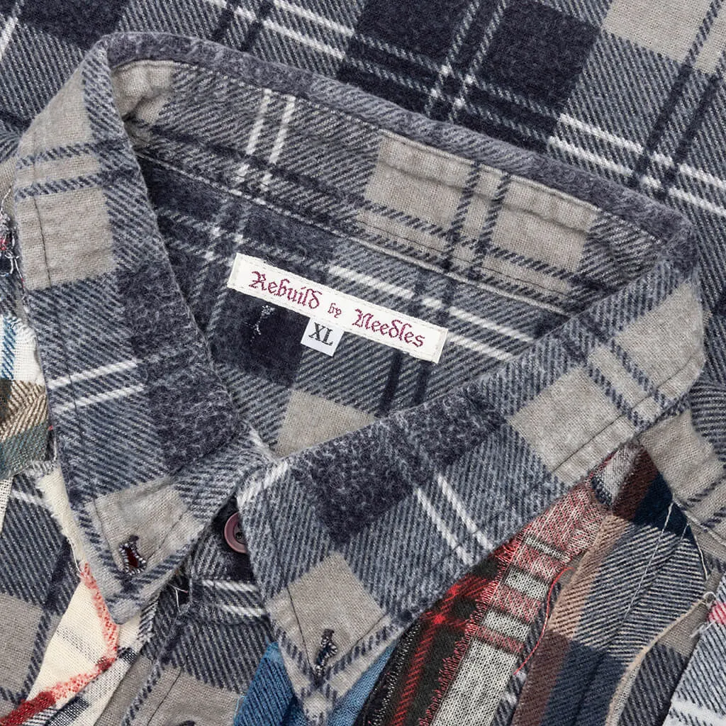 Rebuild by Flannel Shirt Ribbon Shirt - Grey/Navy