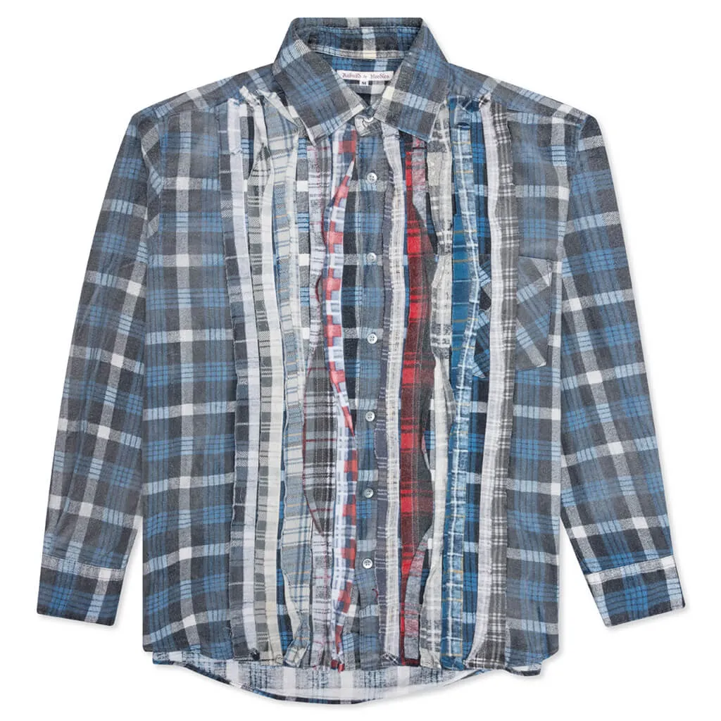 Rebuild Flannel Ribbon Shirt / Reflection - Blue/Grey