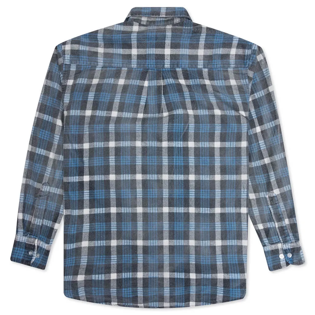 Rebuild Flannel Ribbon Shirt / Reflection - Blue/Grey