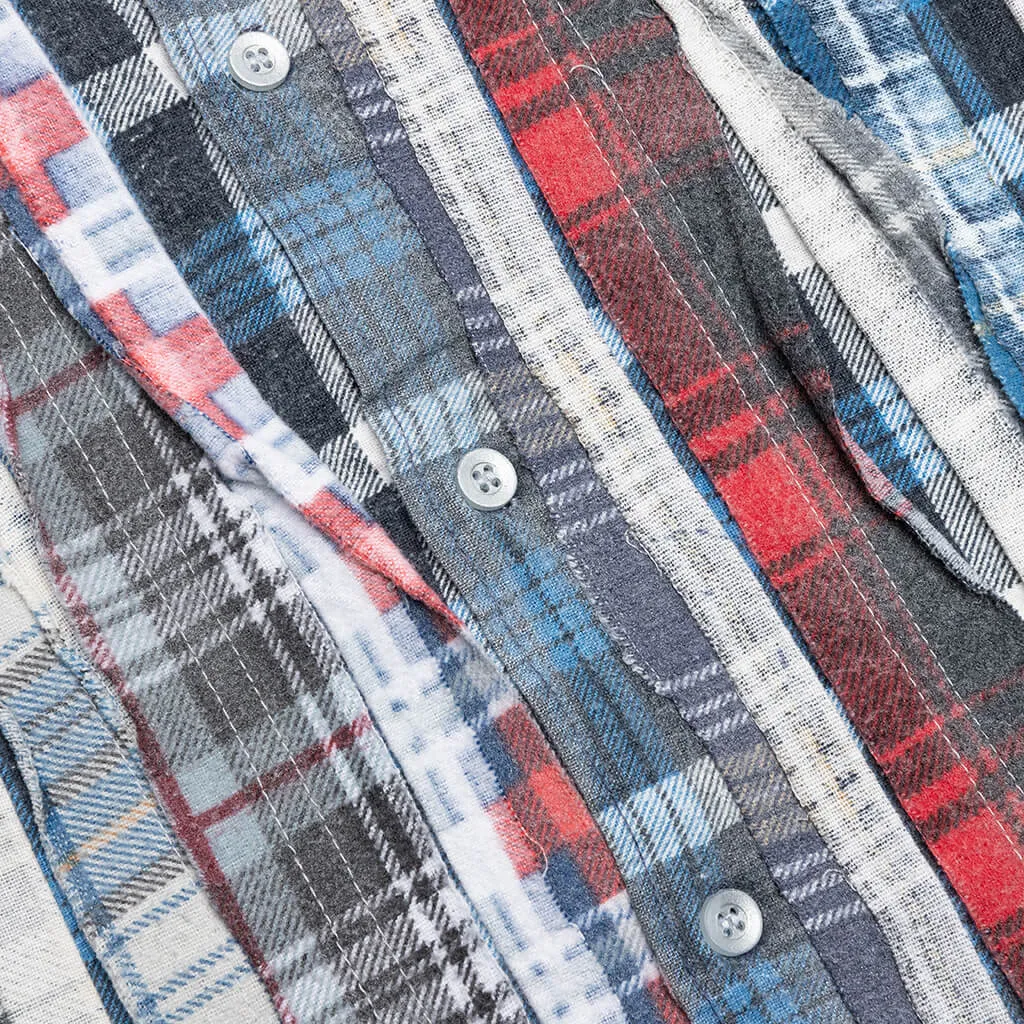 Rebuild Flannel Ribbon Shirt / Reflection - Blue/Grey