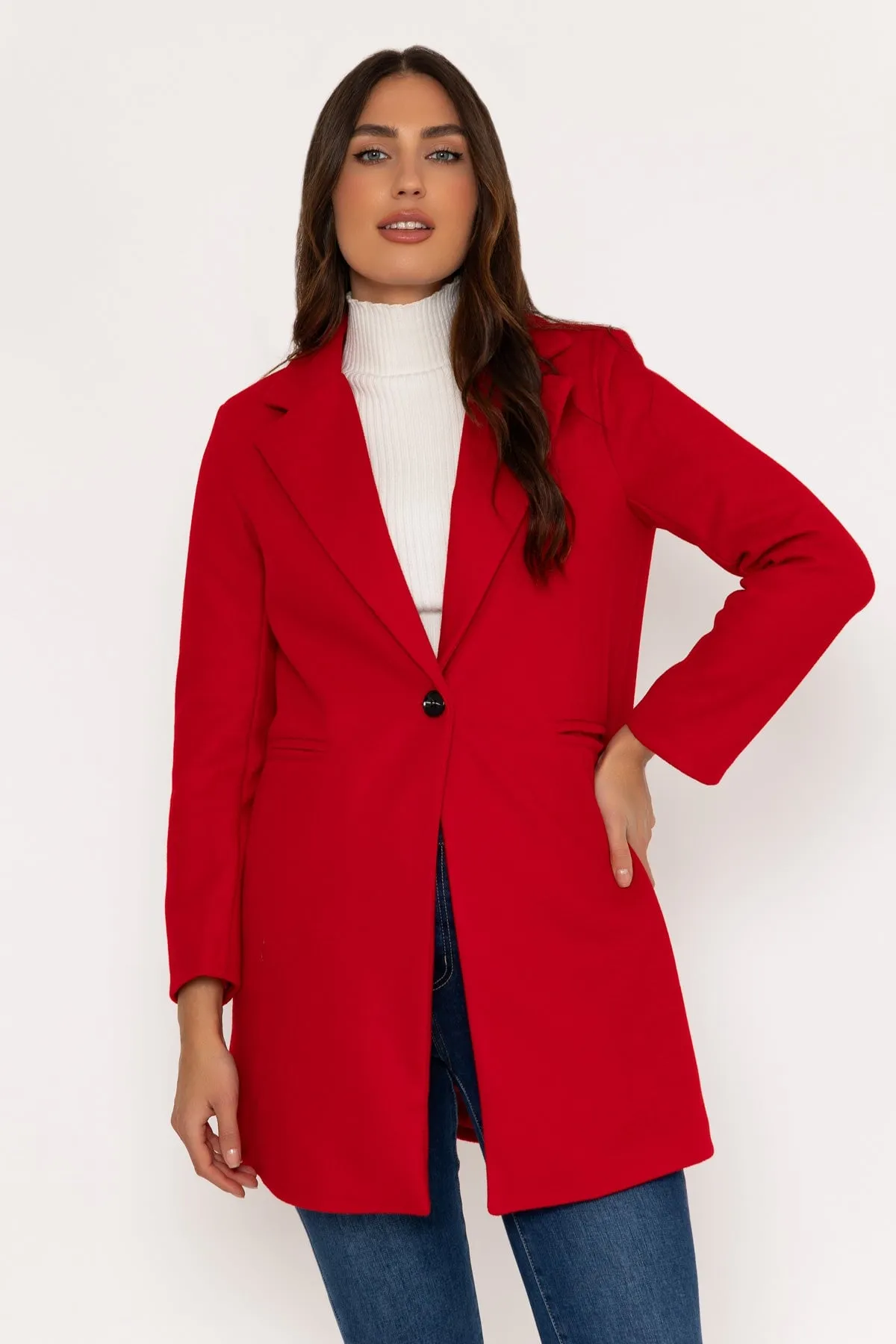 Red One Button Coat