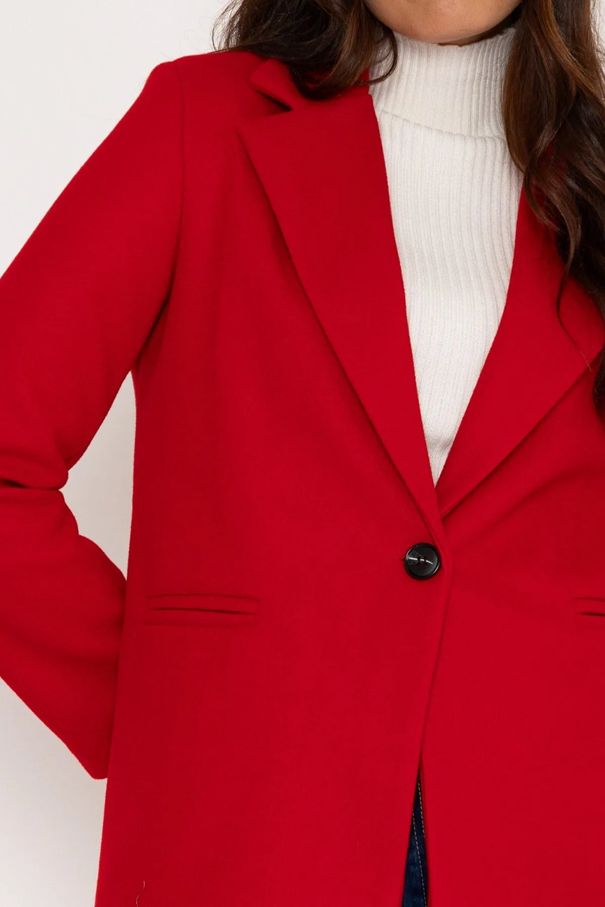 Red One Button Coat