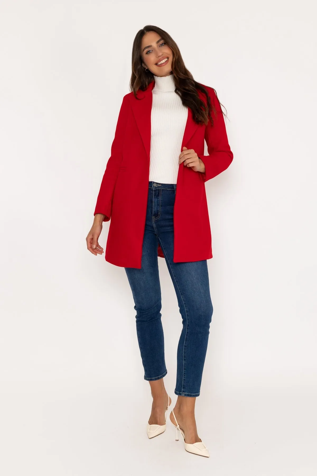 Red One Button Coat