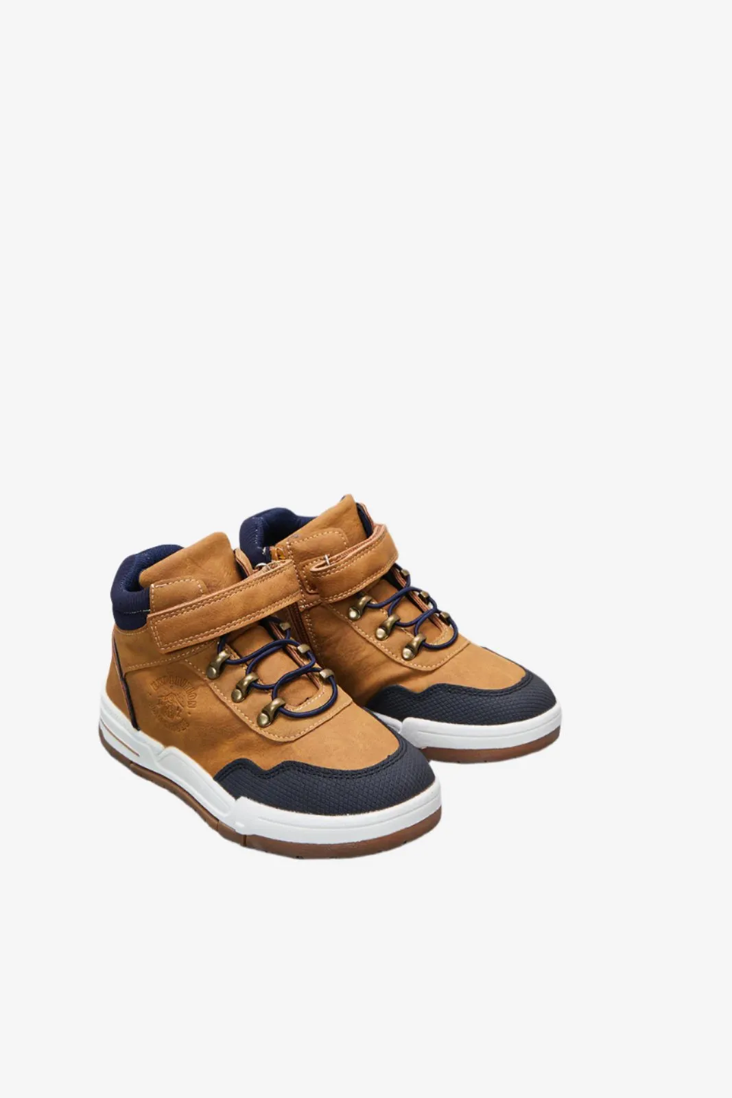 Senior Boys Brown Material Bock High-Top Sneakers