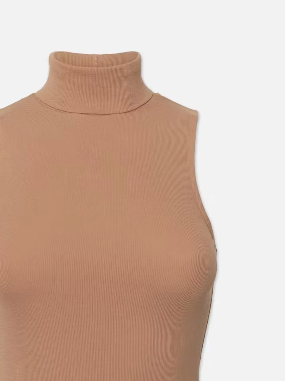 Sleeveless Turtleneck Top - Camel