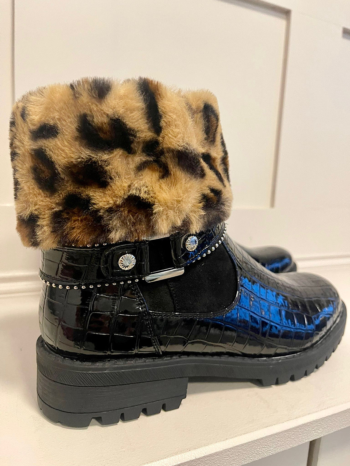 Soft Touch Leopard Cuff Boots