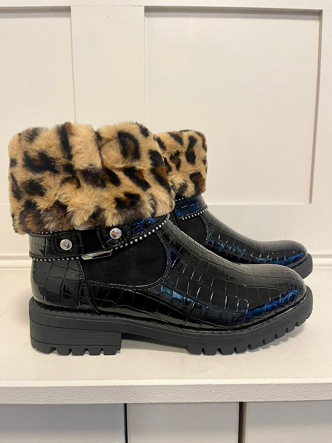 Soft Touch Leopard Cuff Boots