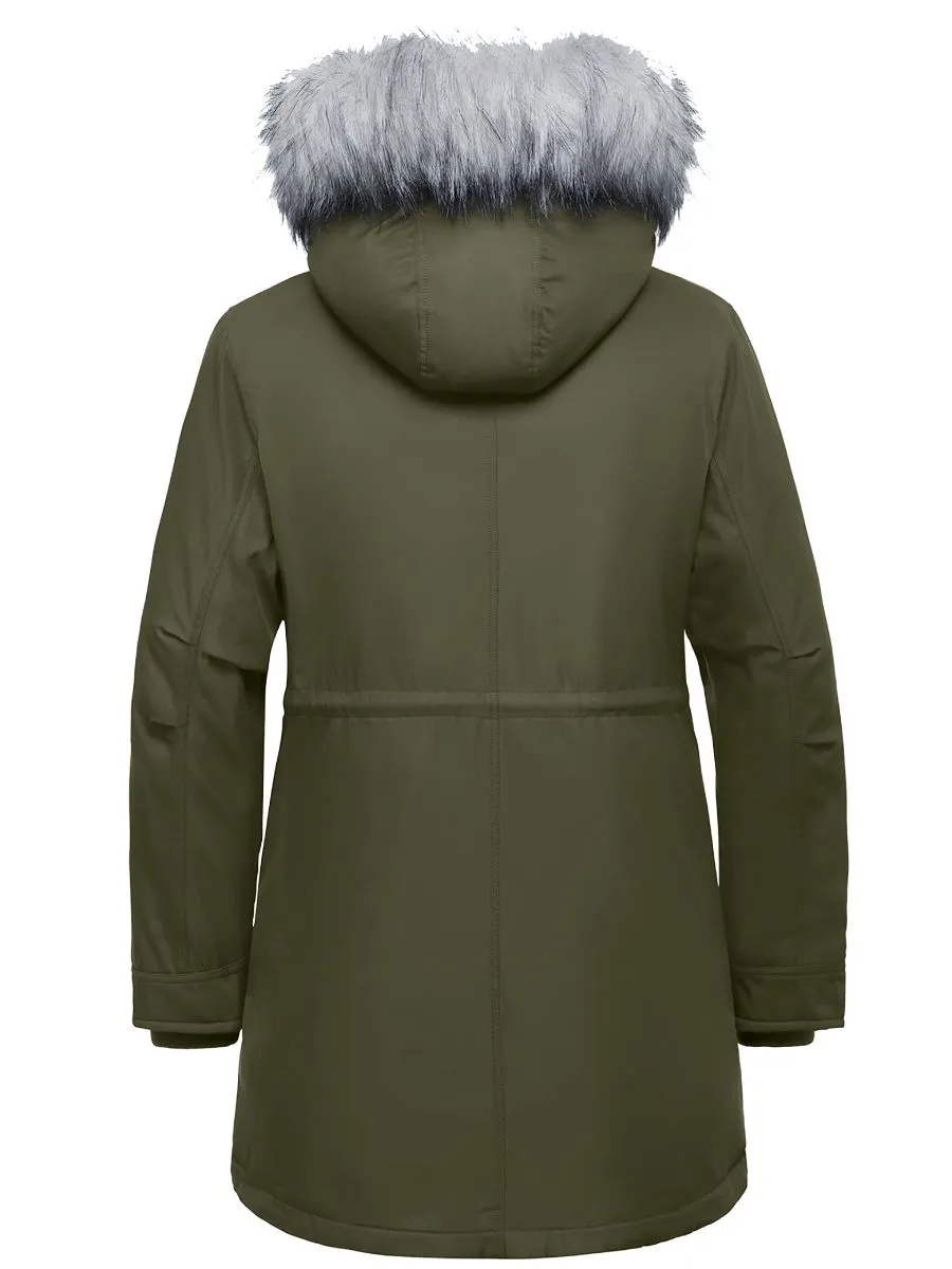 Soularge Women's Plus Size Insulated Winter Parka Coat with Faux Fur Hood