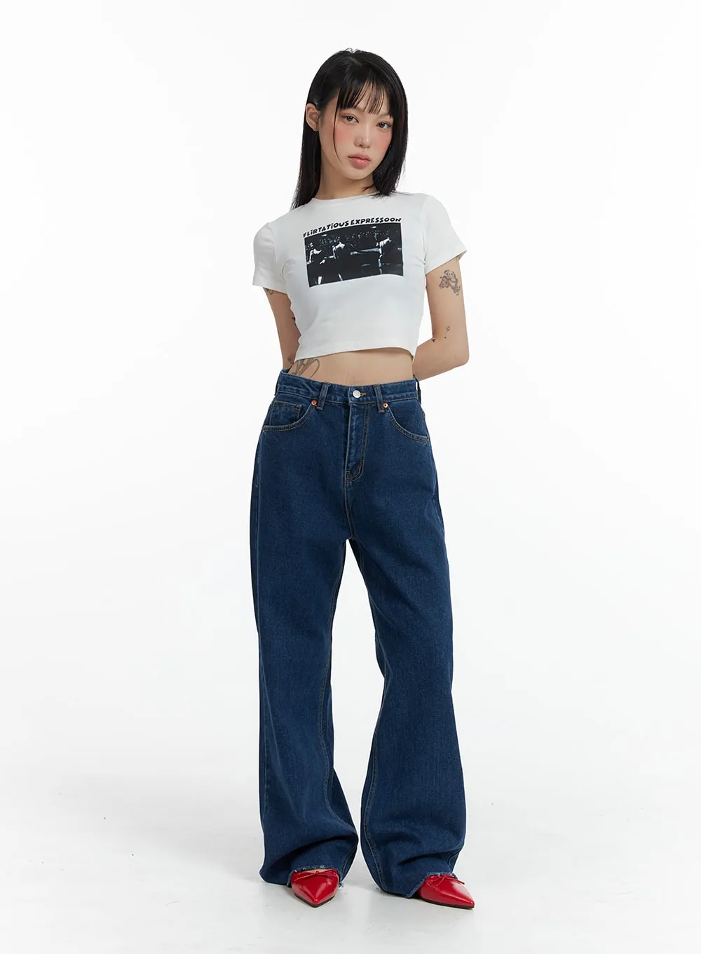 Straight Fit Blue Jeans IF423