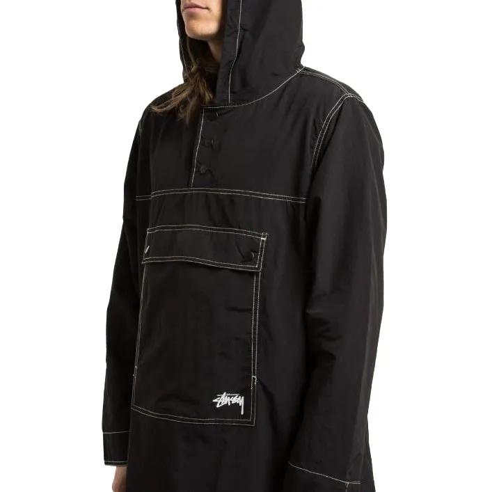 STSSY NYLON PULLOVER PARKA // BLACK