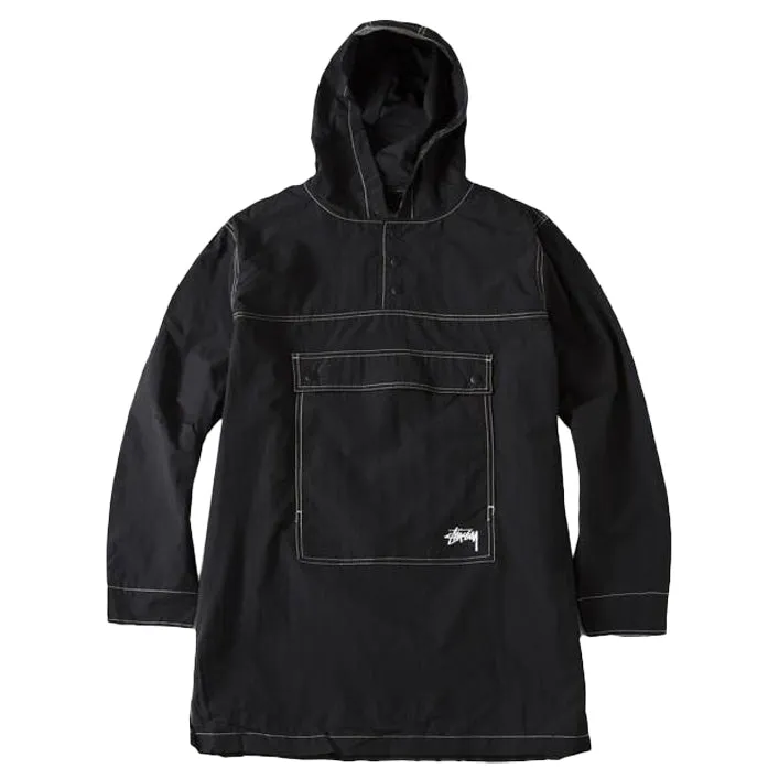 STSSY NYLON PULLOVER PARKA // BLACK