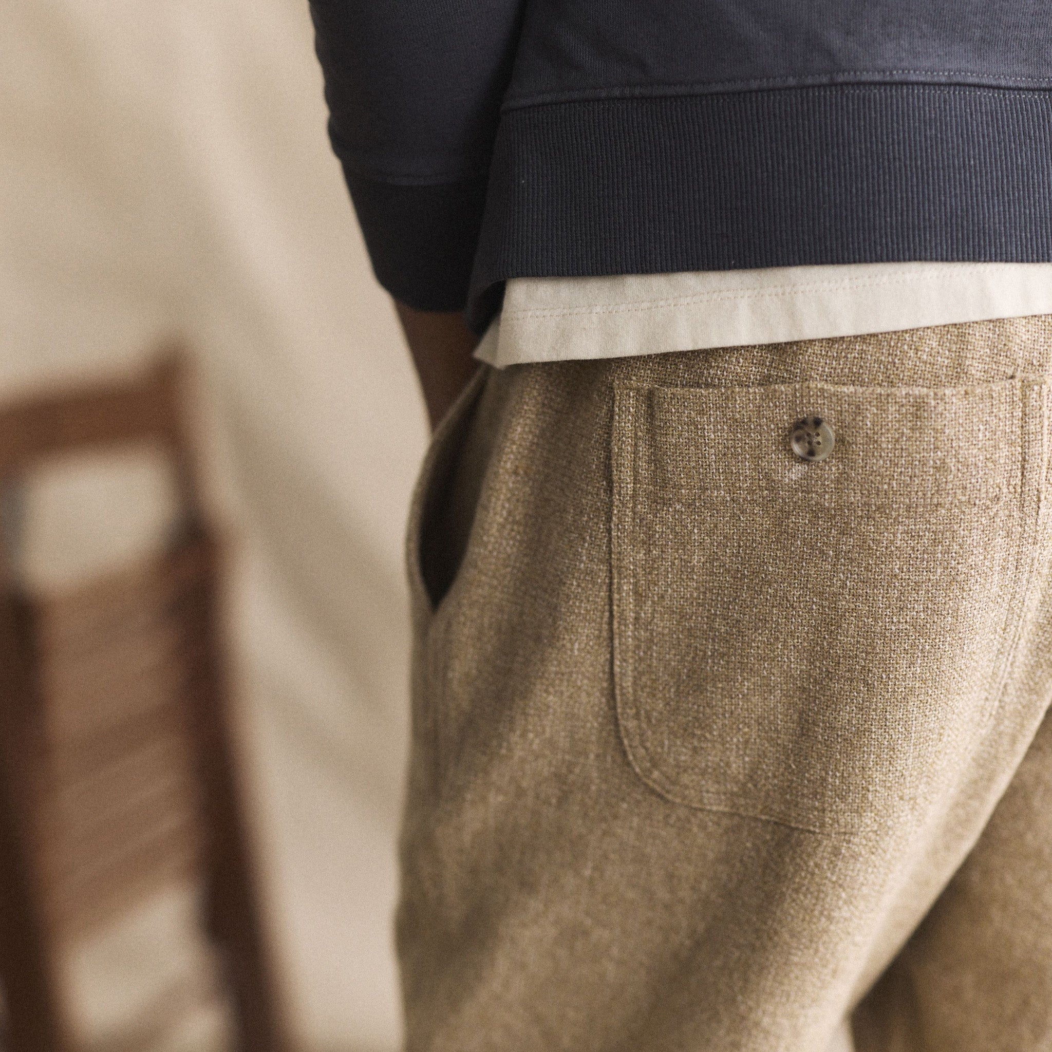 The Apres Pant in Oat Linen Tweed