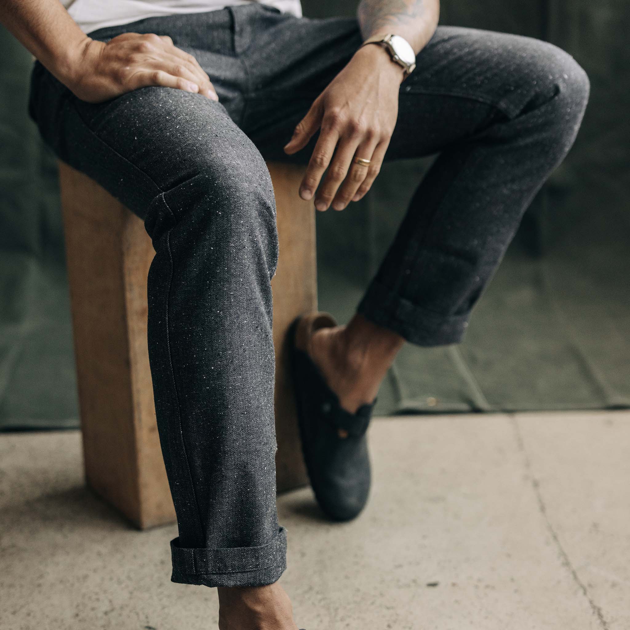 The Carnegie Pant in Granite Herringbone