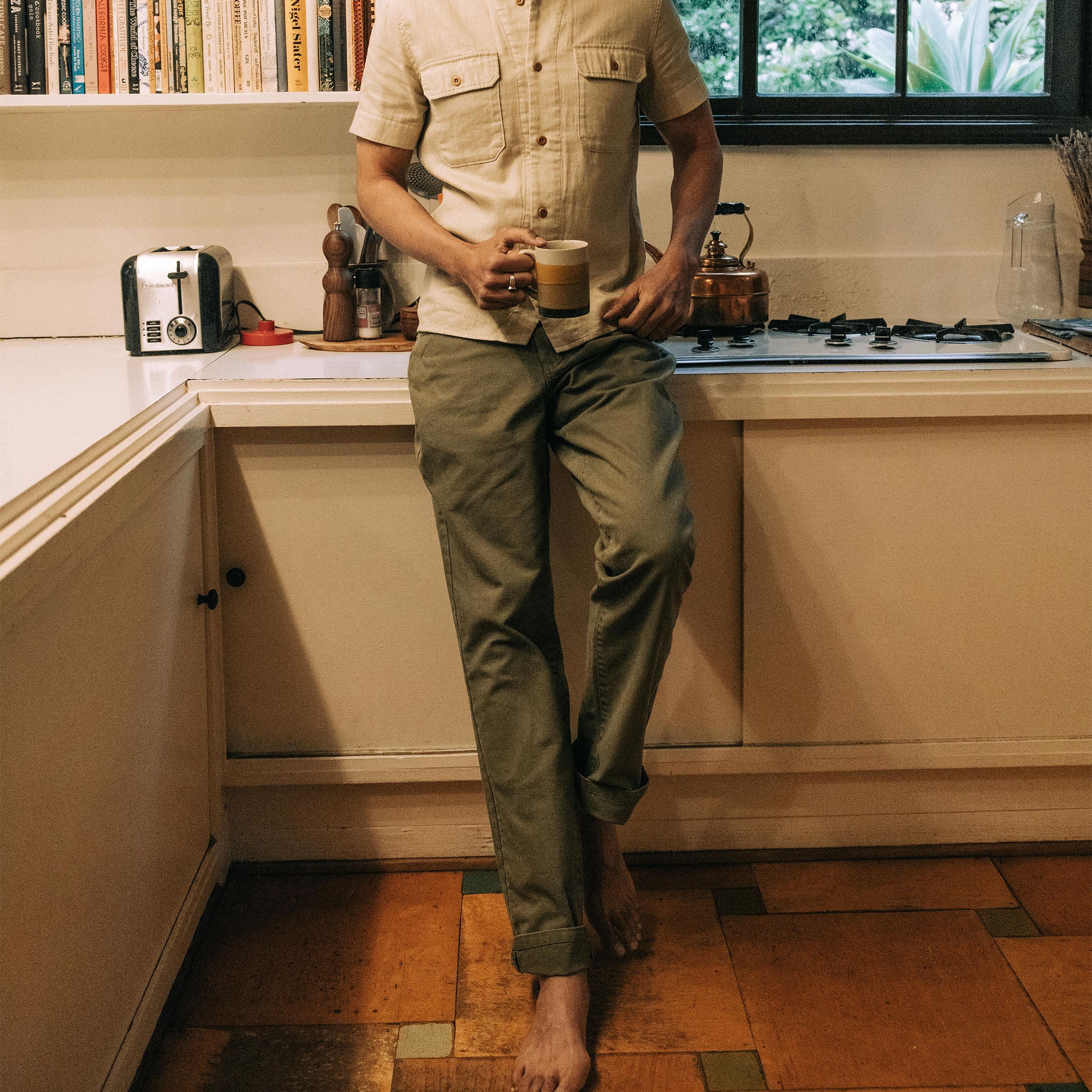 The Democratic All Day Pant in Arid Eucalyptus Canvas