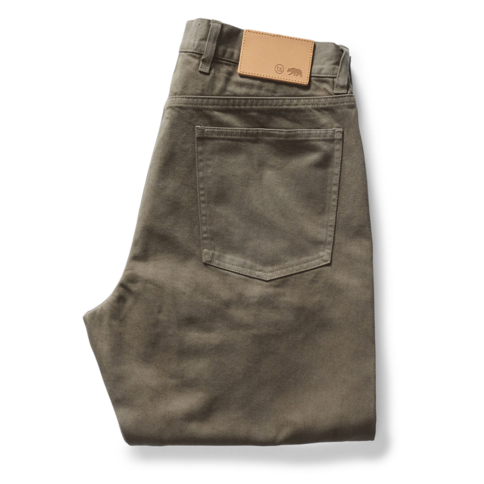 The Democratic All Day Pant in Fatigue Olive Selvage Denim