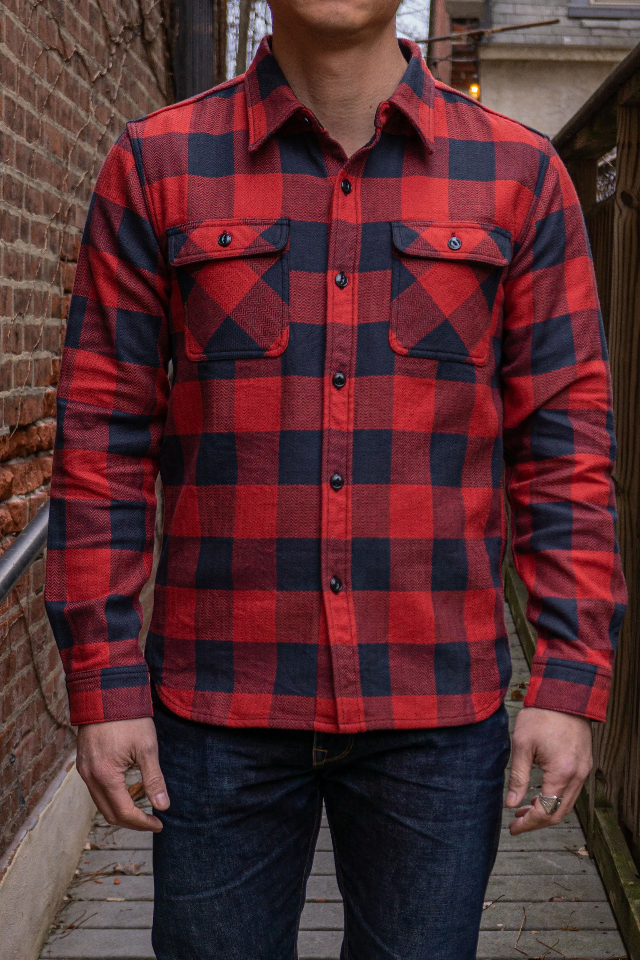 The Flat Head SNR-101L Block Check Flannel Shirt - Red/Black