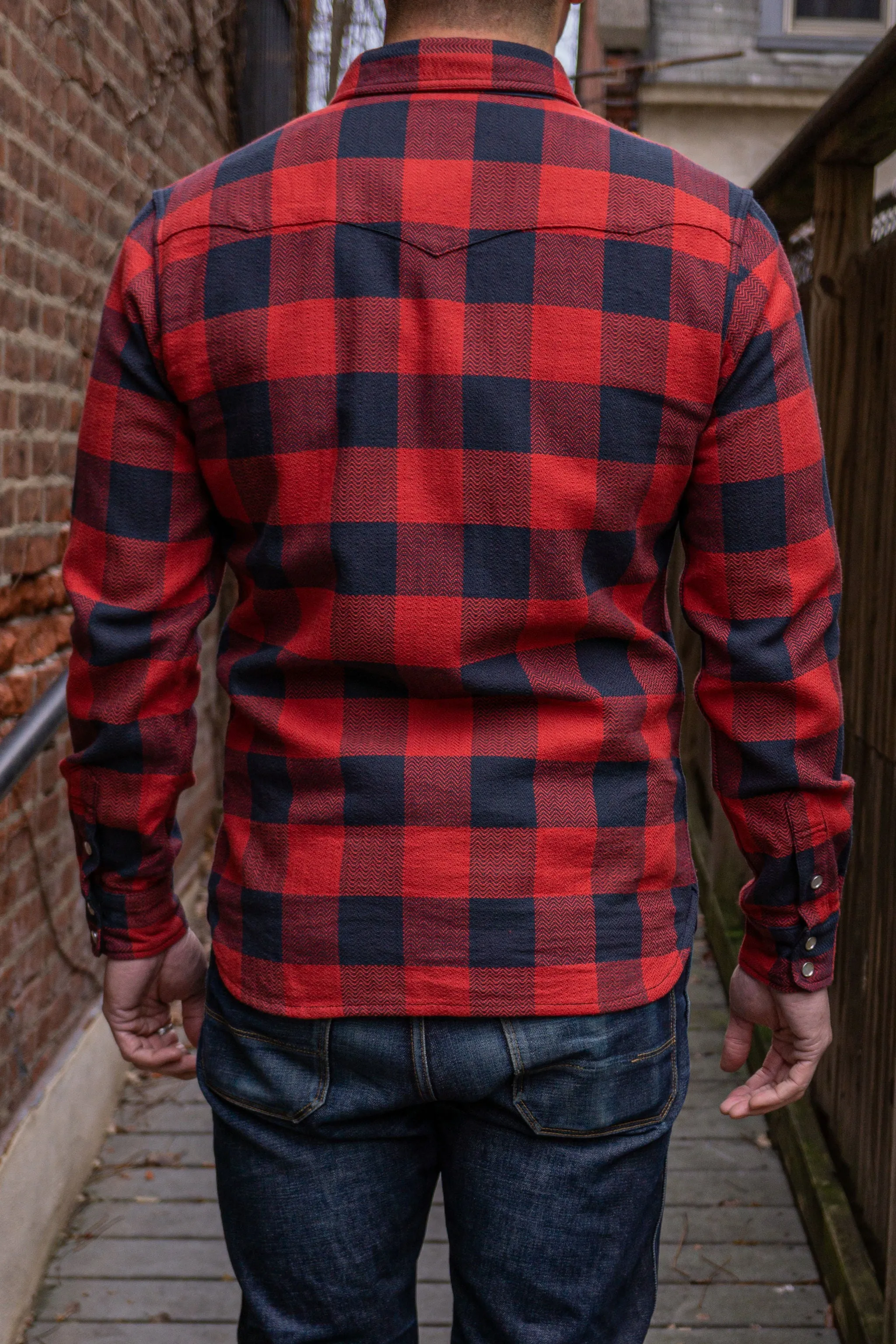 The Flat Head SNW-101L Block Check Western Flannel Shirt - Red/Black