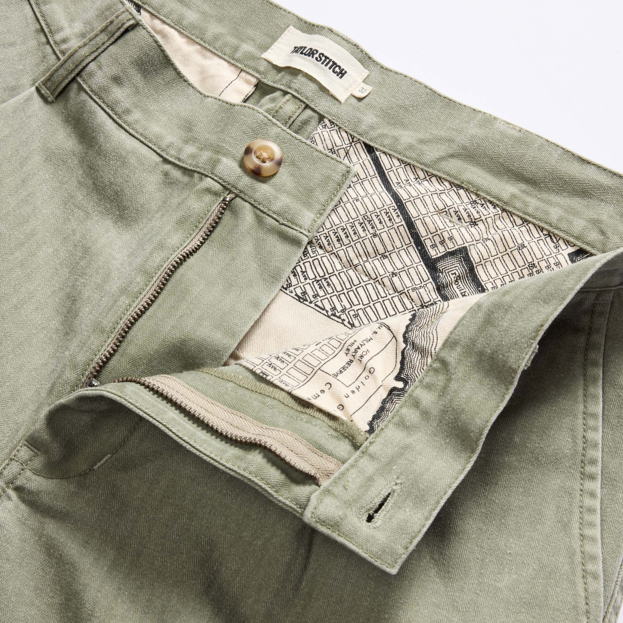 The Matlow Pant in Dried Sage Pigment Herringbone