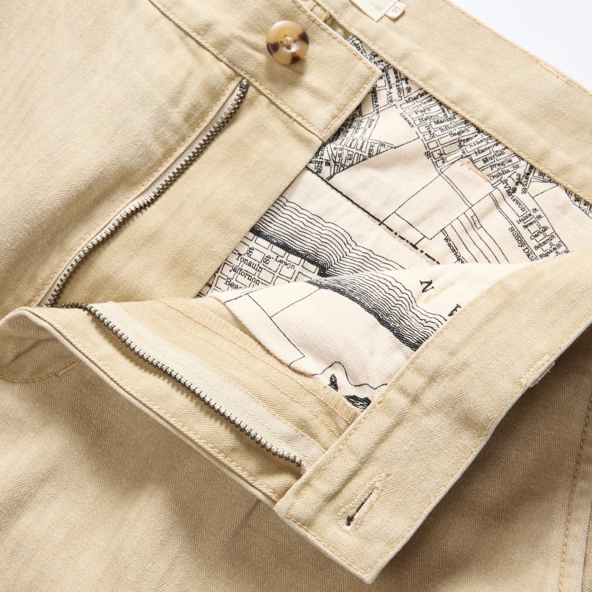 The Matlow Pant in Light Khaki Pigment Herringbone