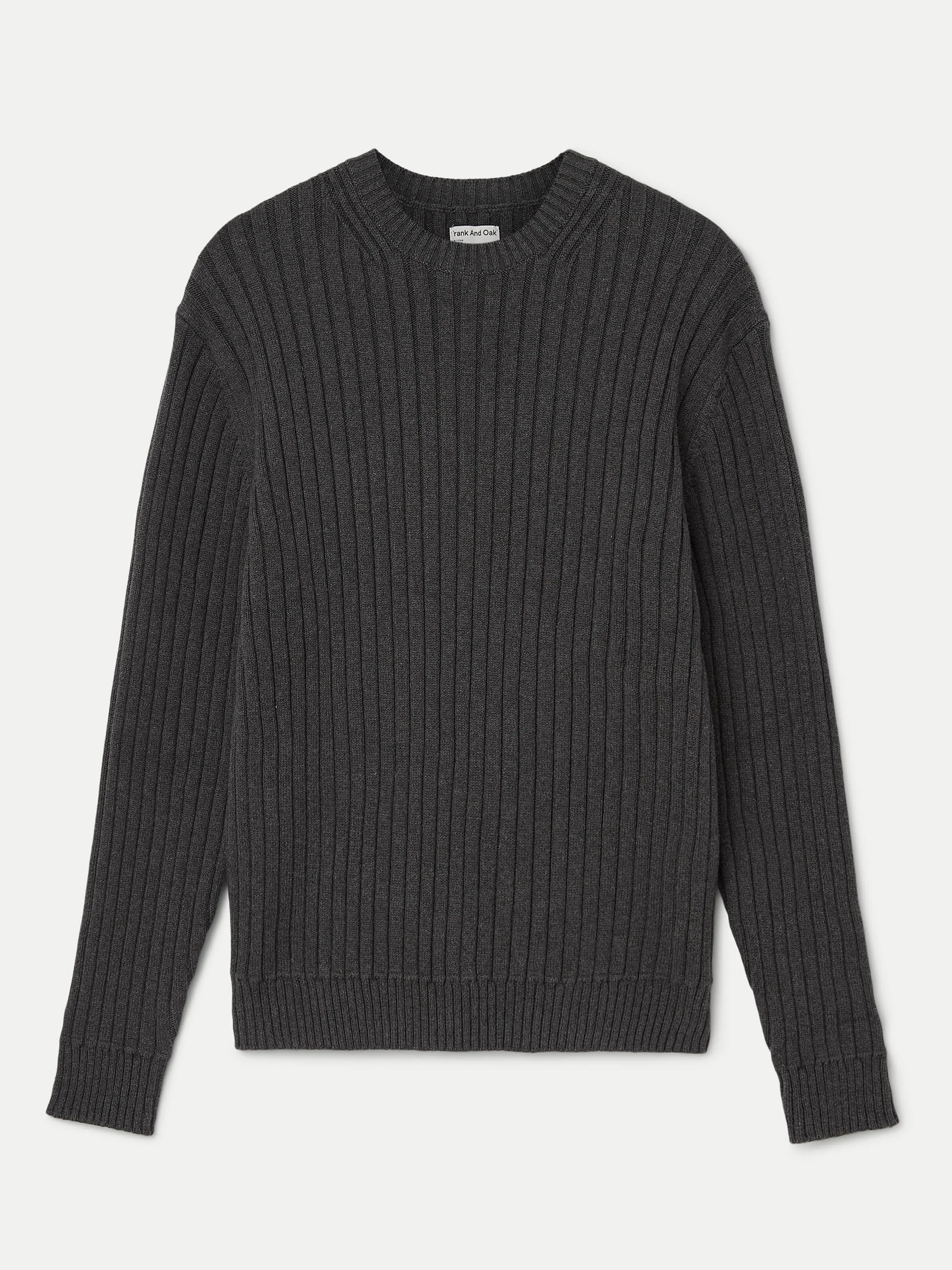 The Relaxed Ribbed Sweater  in Grey Black