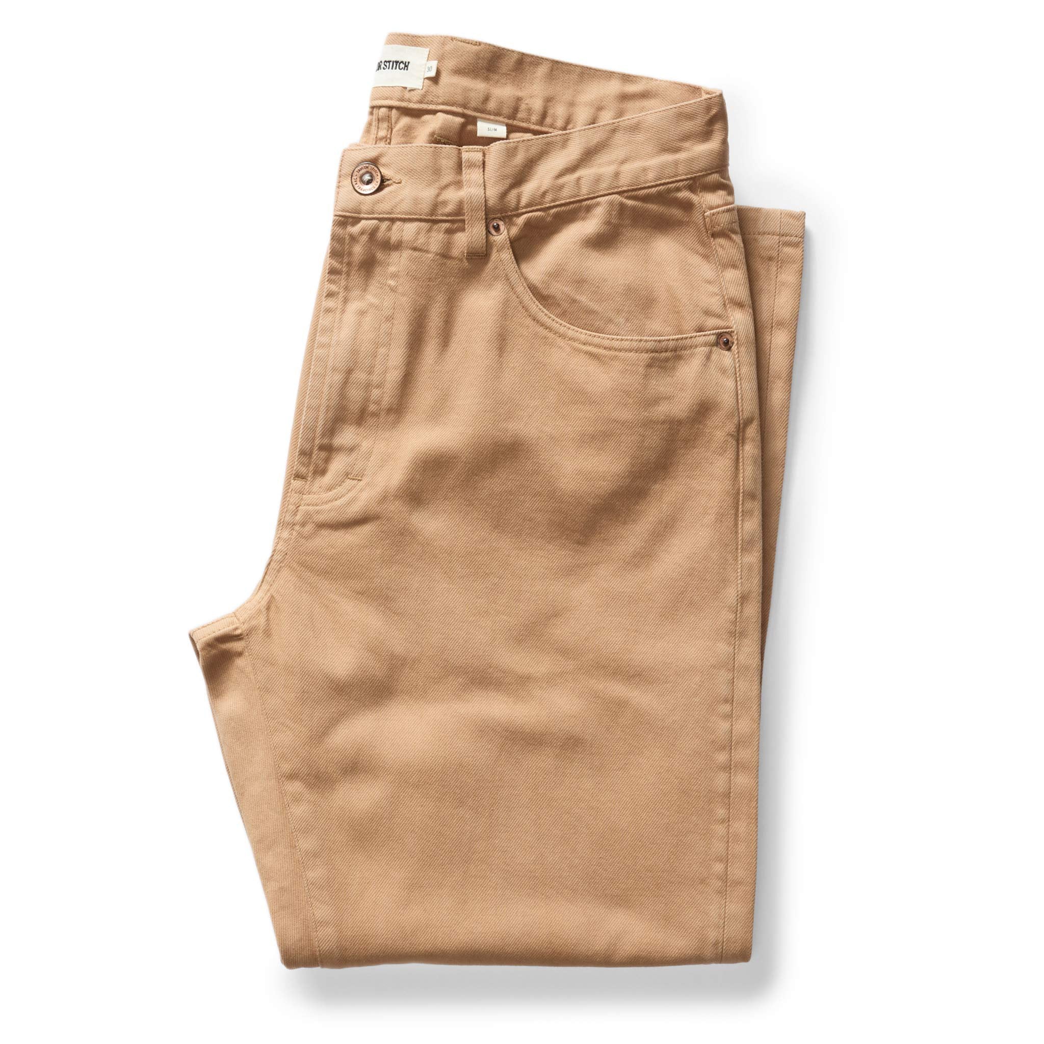 The Slim All Day Pant in Tobacco Selvage Denim