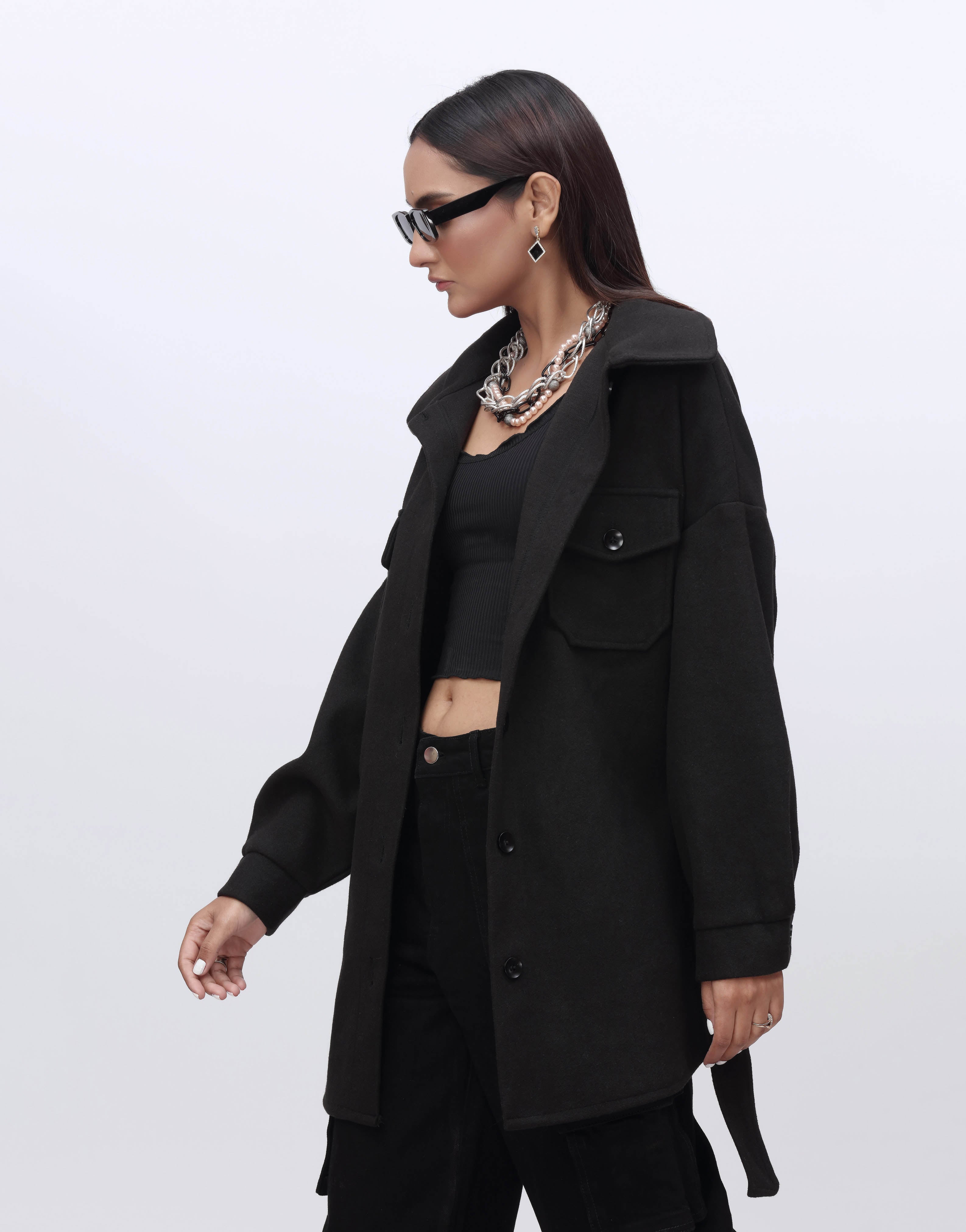 Trench Coat-Black (Without Belt)