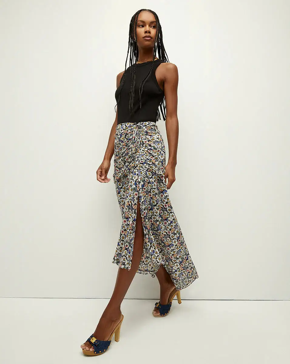 Veronica Beard - Lucien Floral Silk Skirt - Black Multi