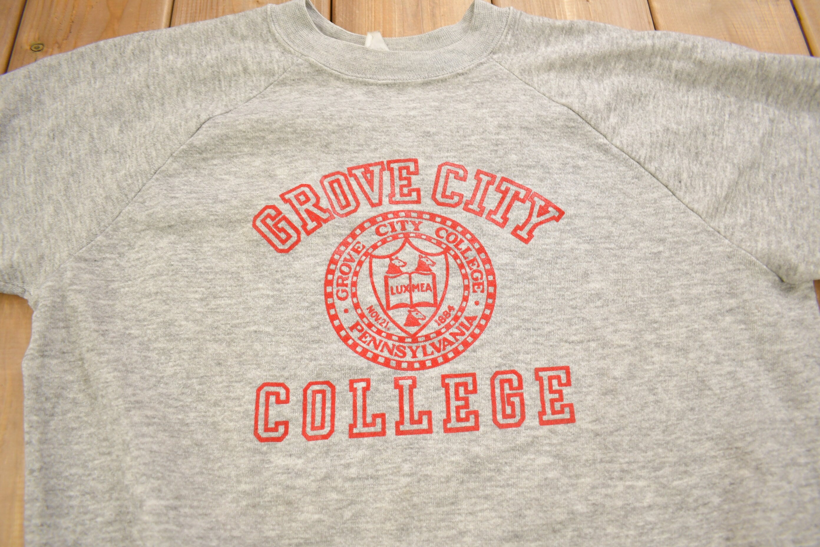 Vintage 1970s Grove City College Collegiate Raglan Crewneck / Made In USA / NCAA Sweatshirt / Sportswear / Americana