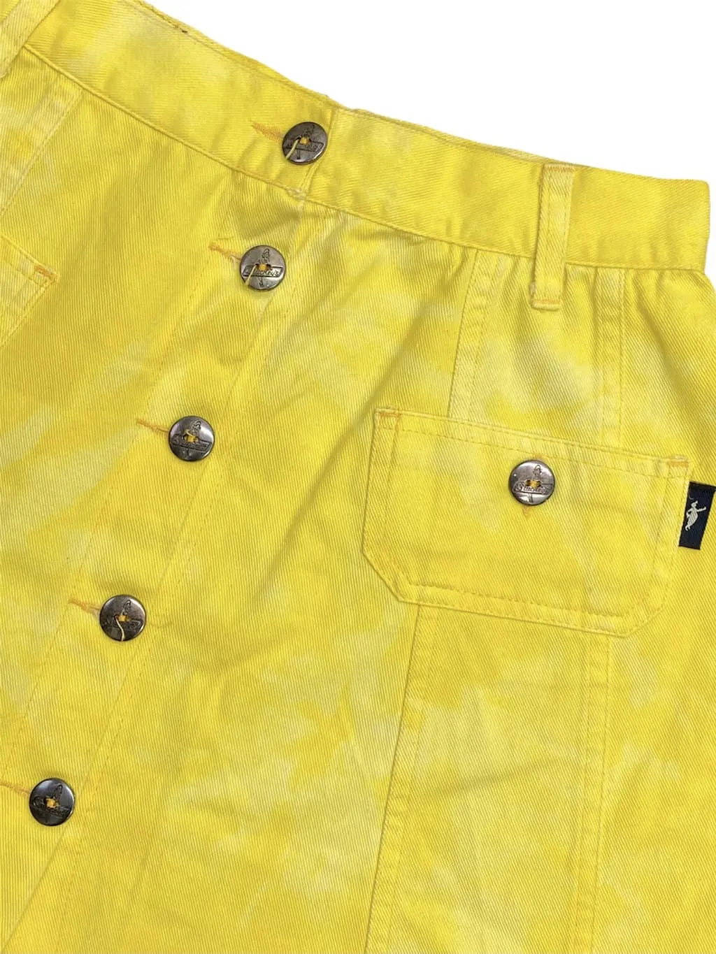 Vintage tie-dye yellow mini skirt with pockets – XS