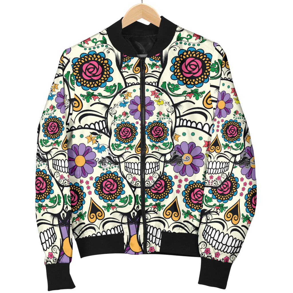 Violet Sugar Skull Women's Bomber Jacket