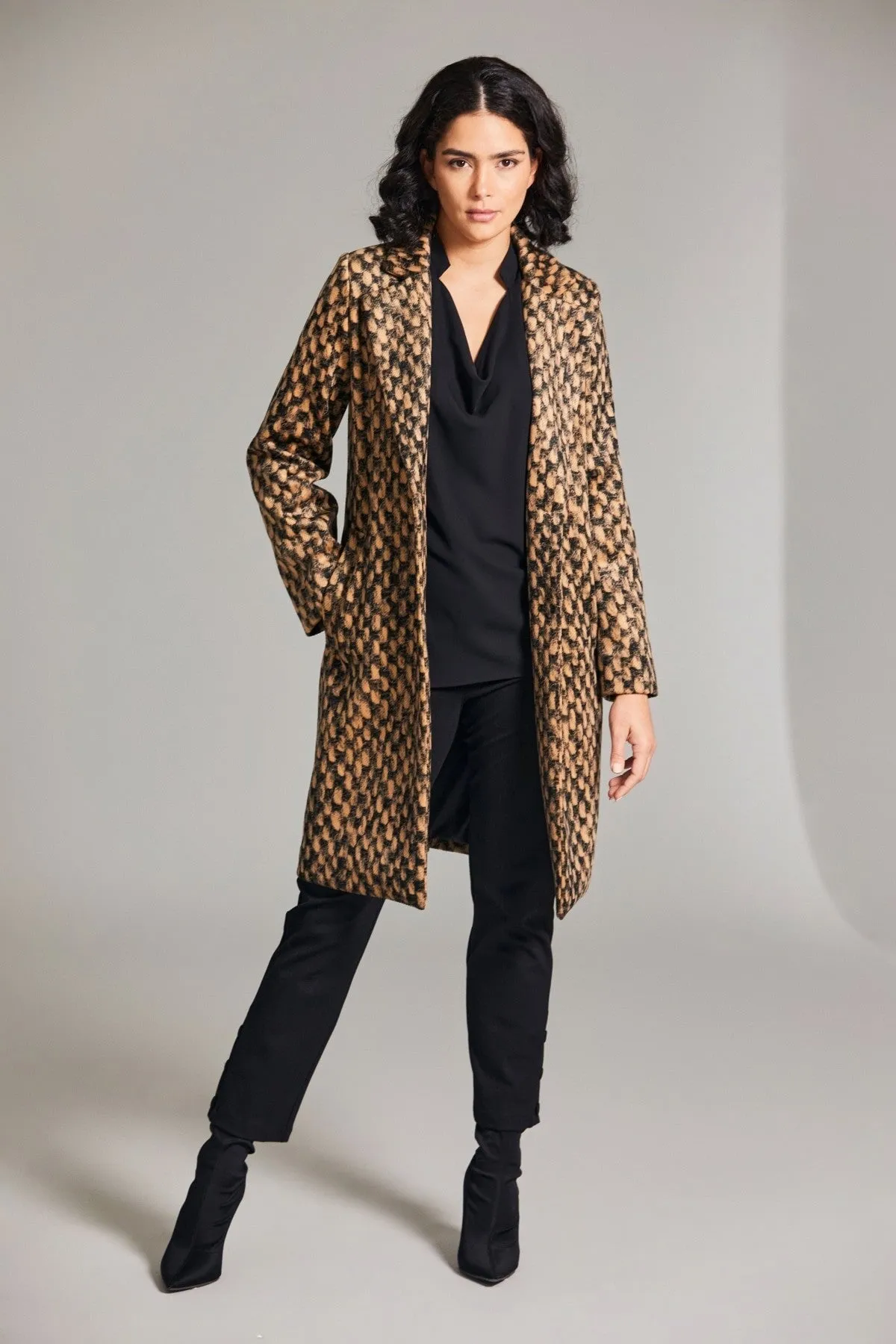 Weave Print Long Coat