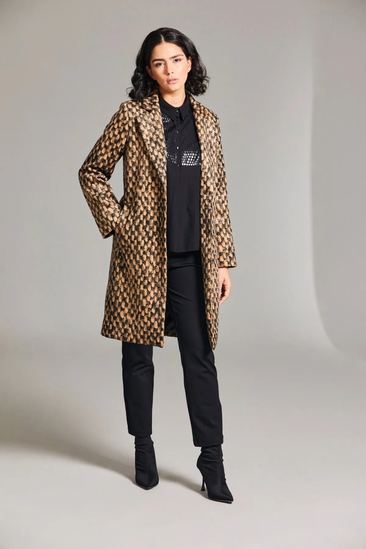 Weave Print Long Coat