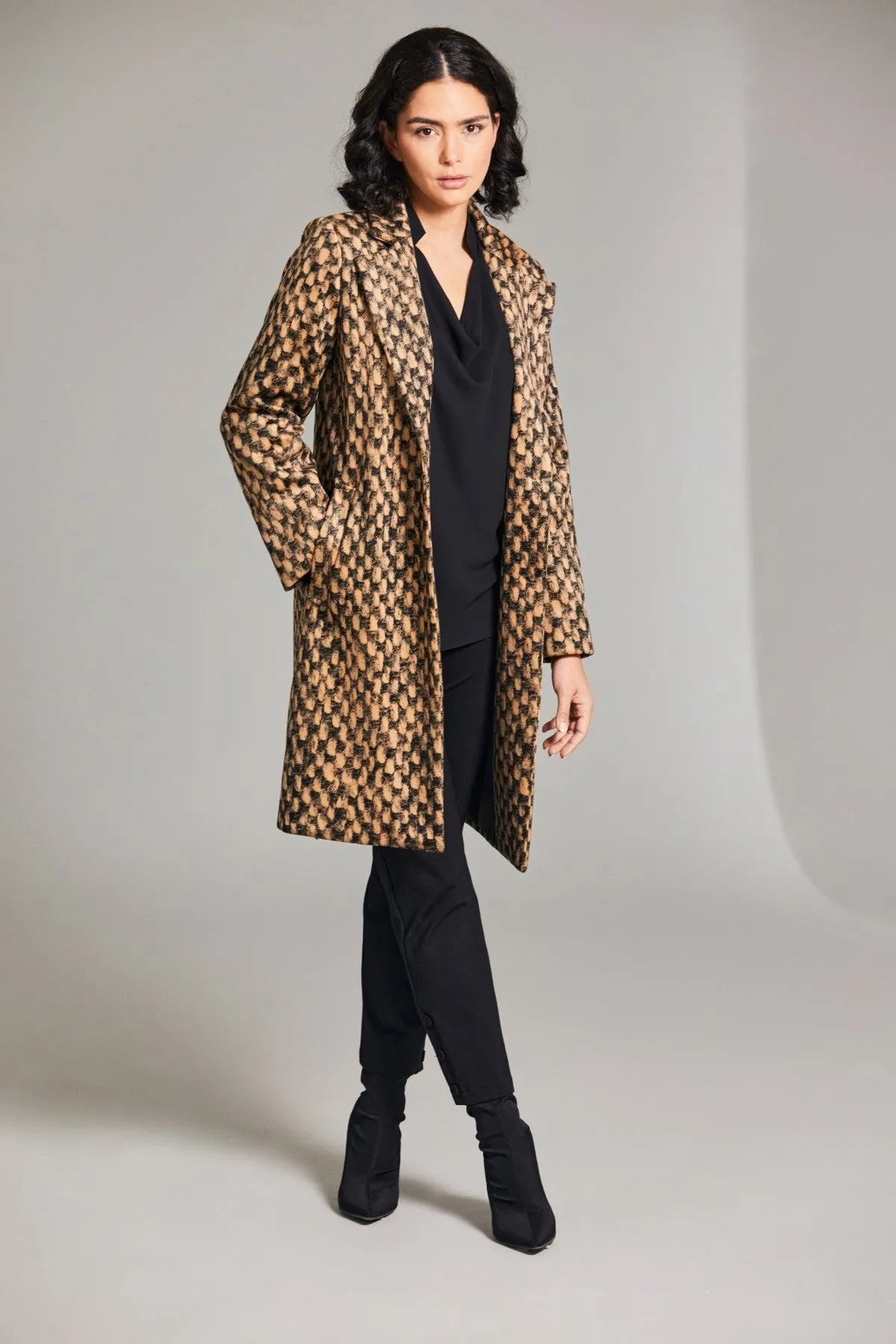 Weave Print Long Coat