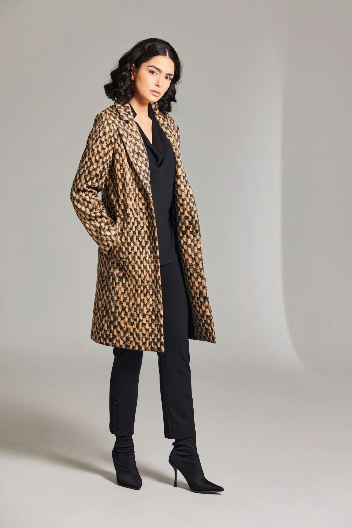 Weave Print Long Coat