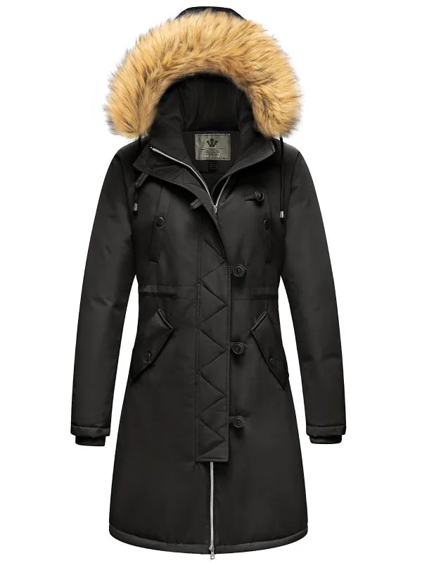 Women's Waterproof Winter Puffer Jacket Thicken Parka Coat with Fur Hood