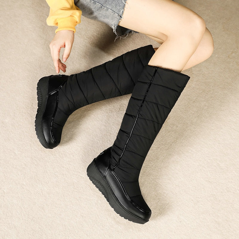 Women's Winter Snow Warm Cozy Soft Thick Zipper Waterproof Knight Boots