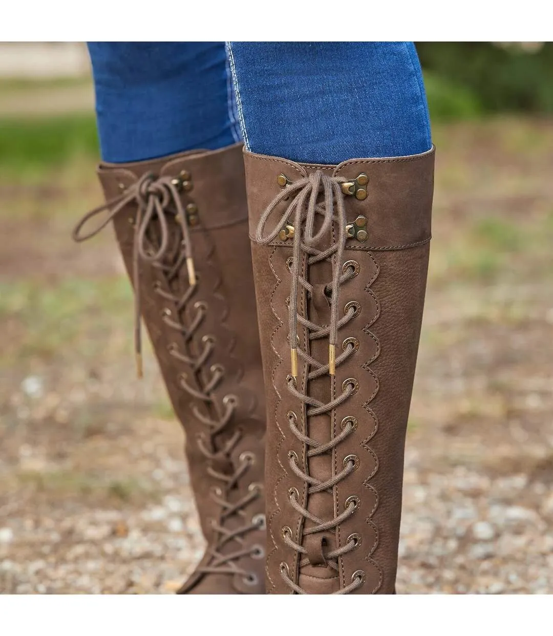 Womens/ladies admiral leather long riding boots chocolate brown Dublin